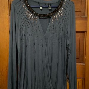 Gray Buckle Blouse XL